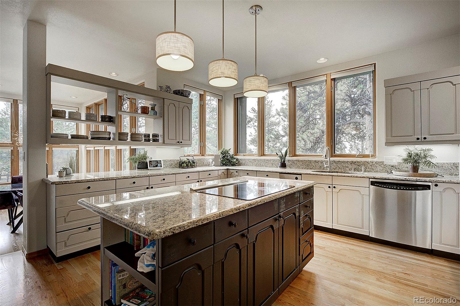 2040 Werner Lane Evergreen, CO 80439 - Photo 18 of 47 a kitchen with granite countertop a sink and wooden floor