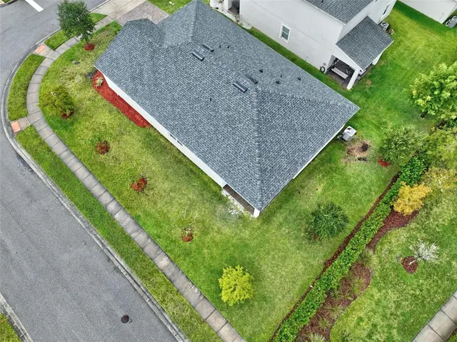an aerial view of a house