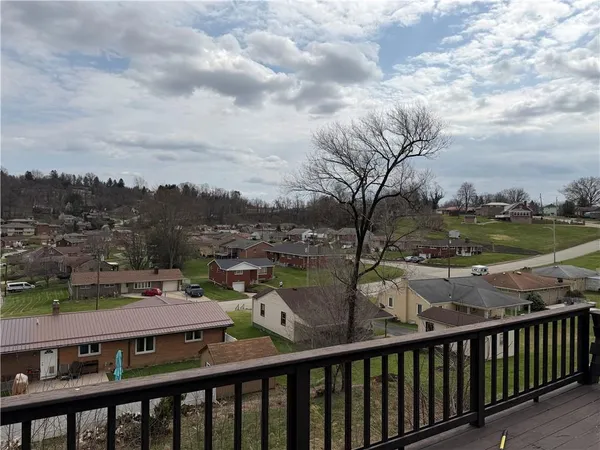 a view of a city from a balcony