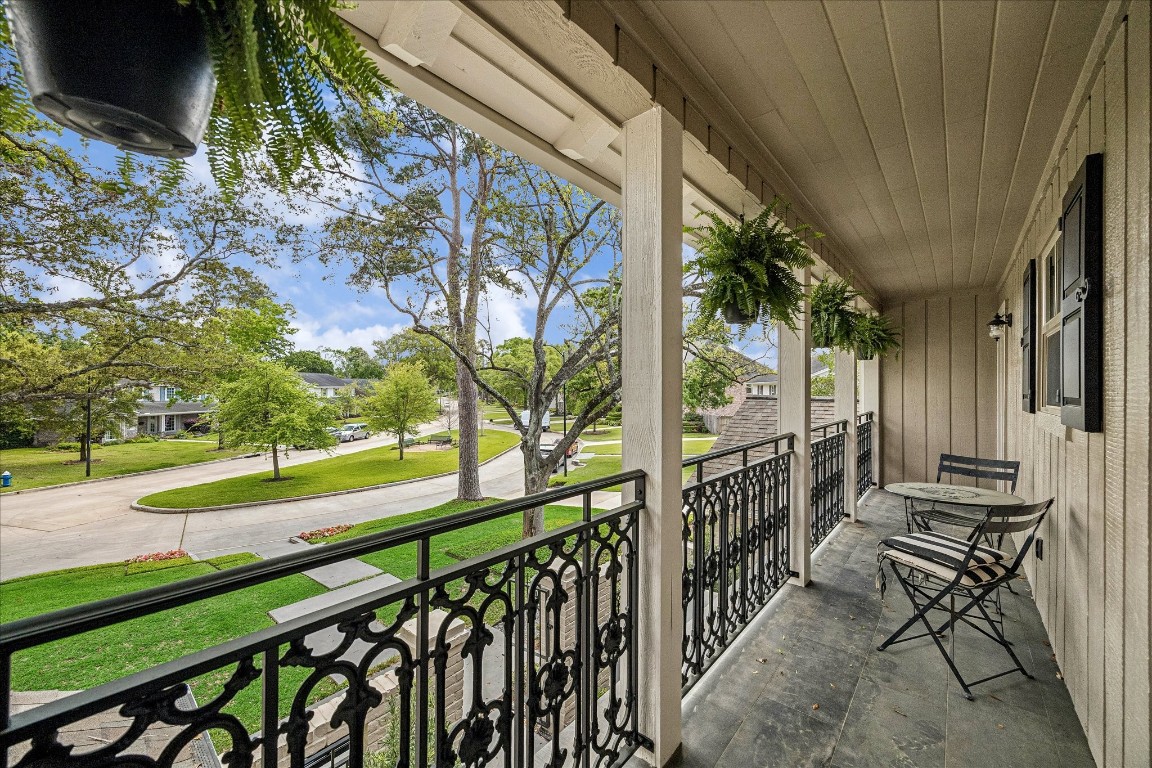 627 Ramblewood Road Houston, TX 77079 - Photo 26 of 48 Beautiful view from upstairs balcony. Two of the front bedrooms both have private access to the balcony. Enjoy your morning coffee here.