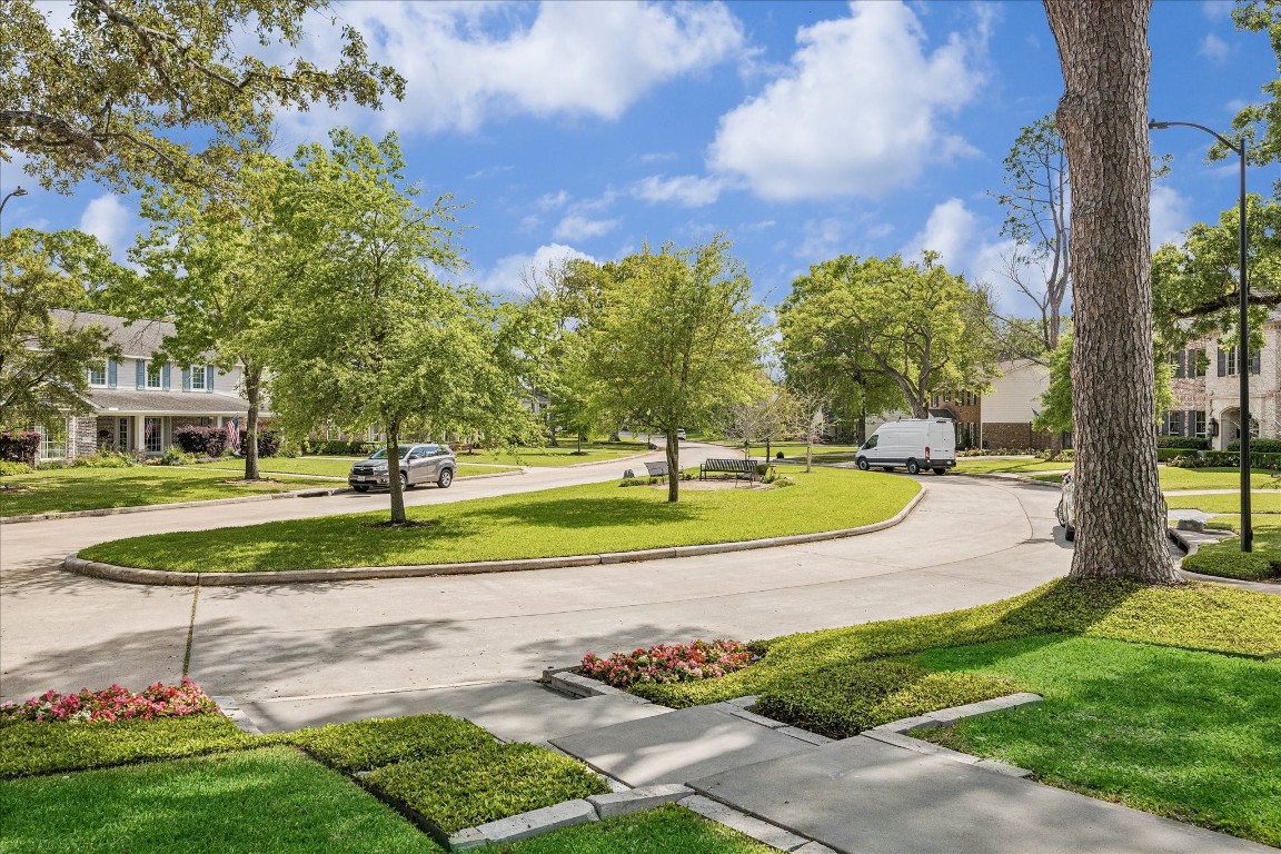 627 Ramblewood Road Houston, TX 77079 - Photo 7 of 48 View from the front door of this special home. Located across from an esplanade which offers extra green space, parking, and less traffic!