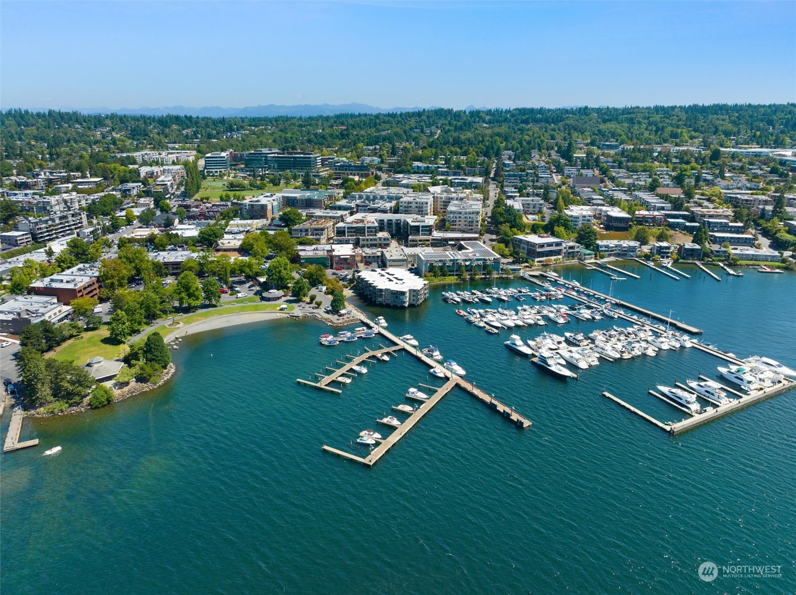 331 8th Avenue Kirkland, WA 98033 - Photo 39 of 40 an aerial view of a city with lots of residential buildings ocean and mountain view in back