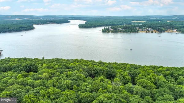 a view of a lake from a yard
