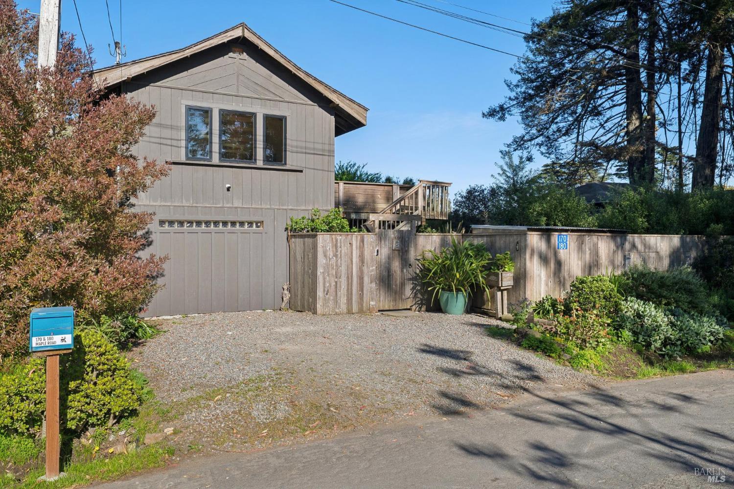 180 Maple Road Bolinas, CA 94924 - Photo 2 of 99 Front of the main home, fully fenced and gated
