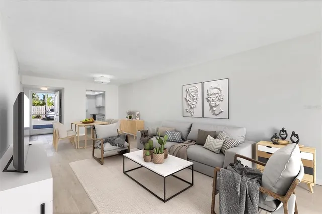 a living room with furniture