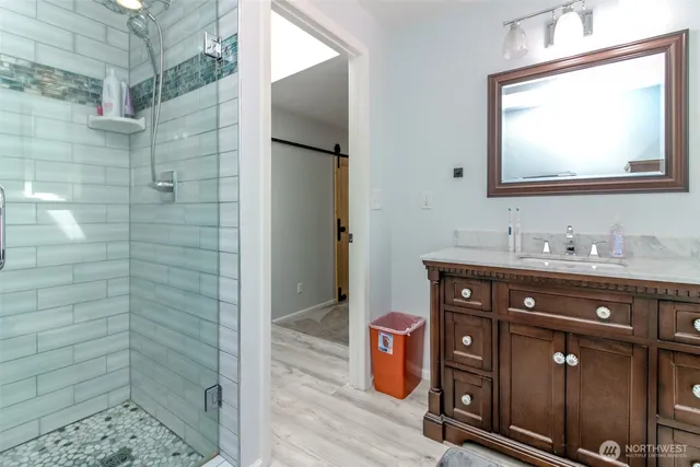 a bathroom with a shower