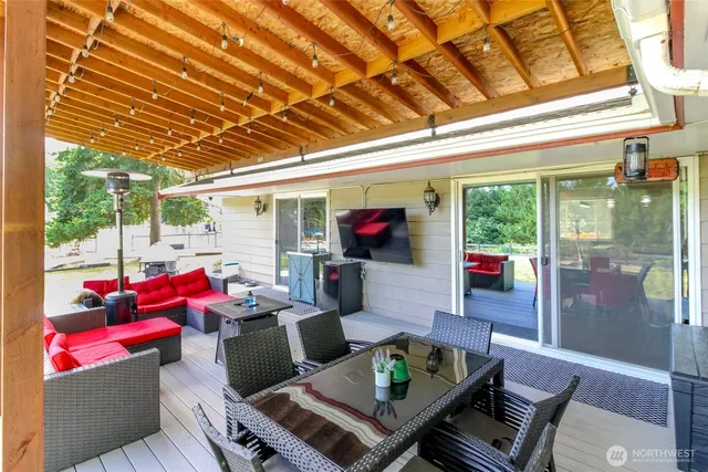 a living room with furniture