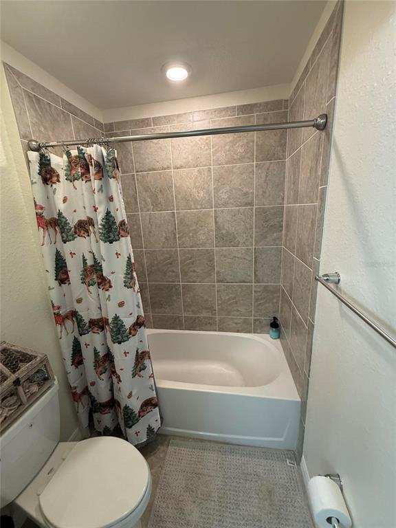 17006 Blue Ridge Place Bradenton, FL 34211 - Photo 21 of 38 a bathroom with a toilet and a shower curtain