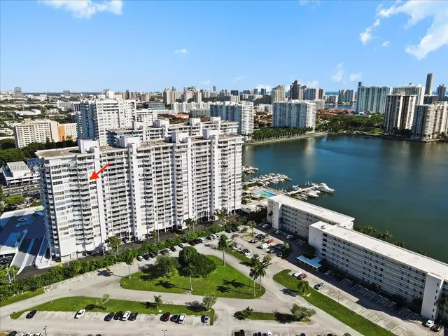 a view of a city and lake