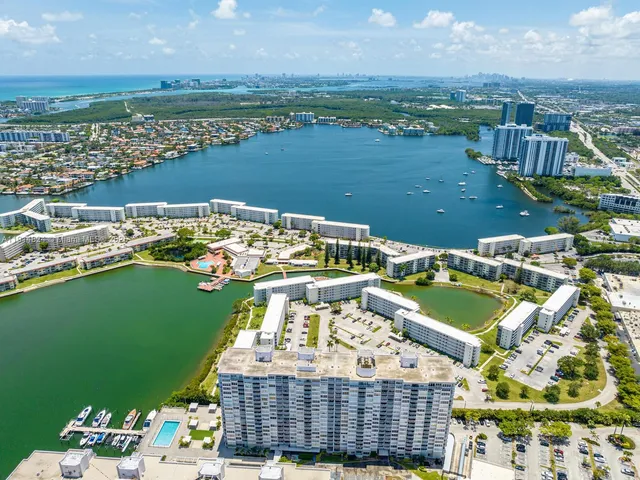 a view of a city with an ocean view