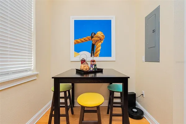 a view of a room with racks on the wall