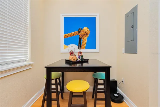 a view of a room with racks on the wall