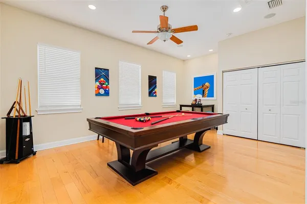 a view of a room with racks on the wall