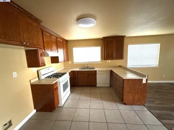 a kitchen with a cabinets and counter space
