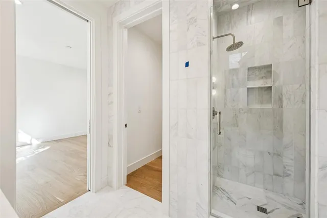 a bathroom with a shower