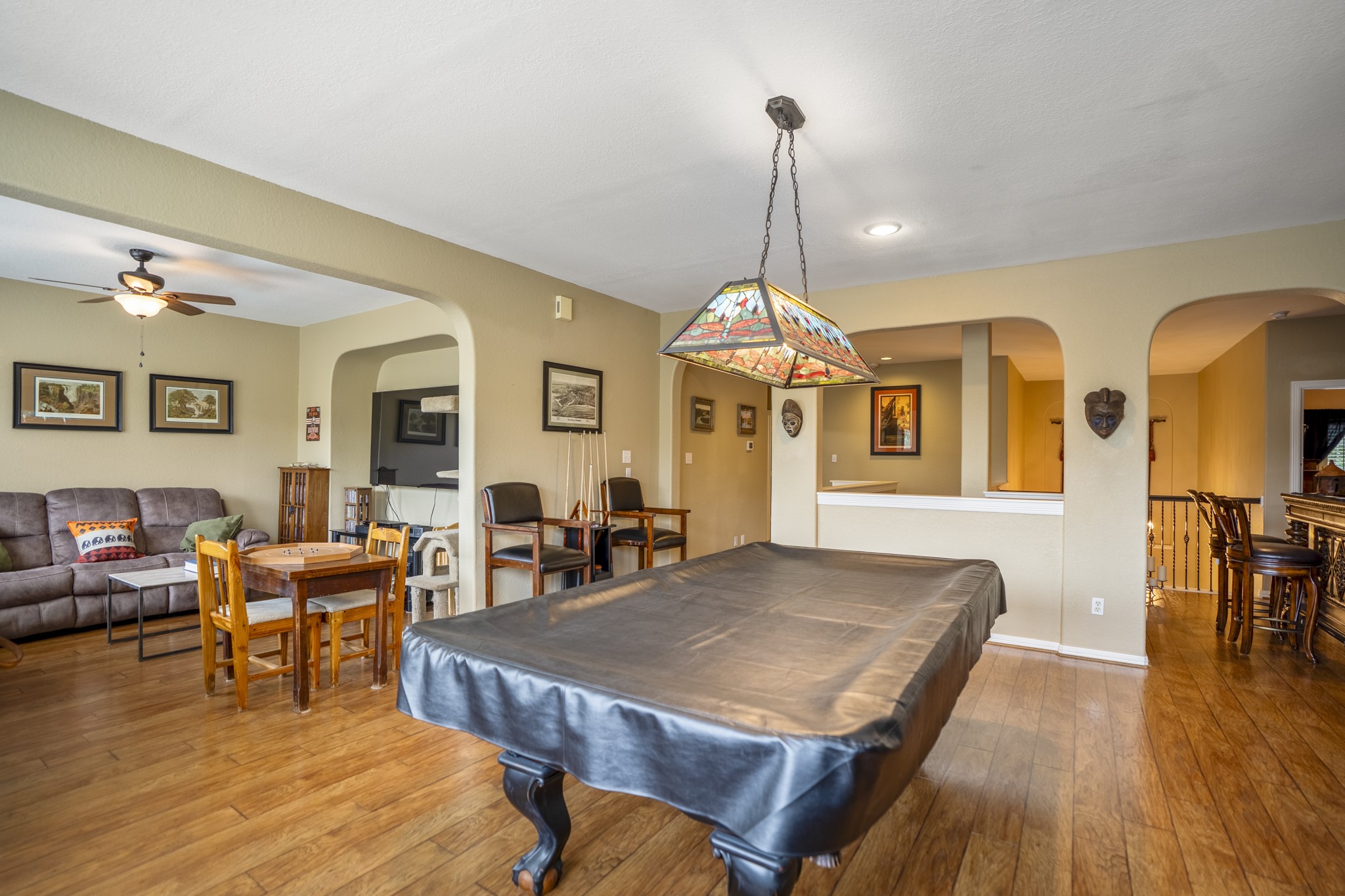 1438 Hatchmere Place Spring, TX 77379 - Photo 24 of 50 The game room features Brunswick Pool table and accessories (4 chairs and sticks/racks/balls/stand) - all stay, there is additional space for a TV Watching or movie night area or could be used as a home school space.