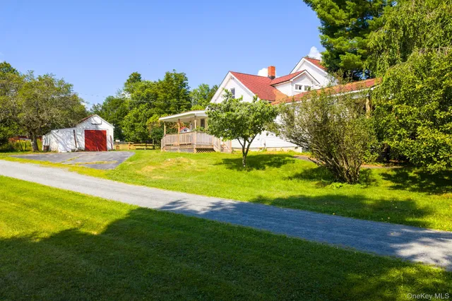 a view of a house with swimming pool and yard