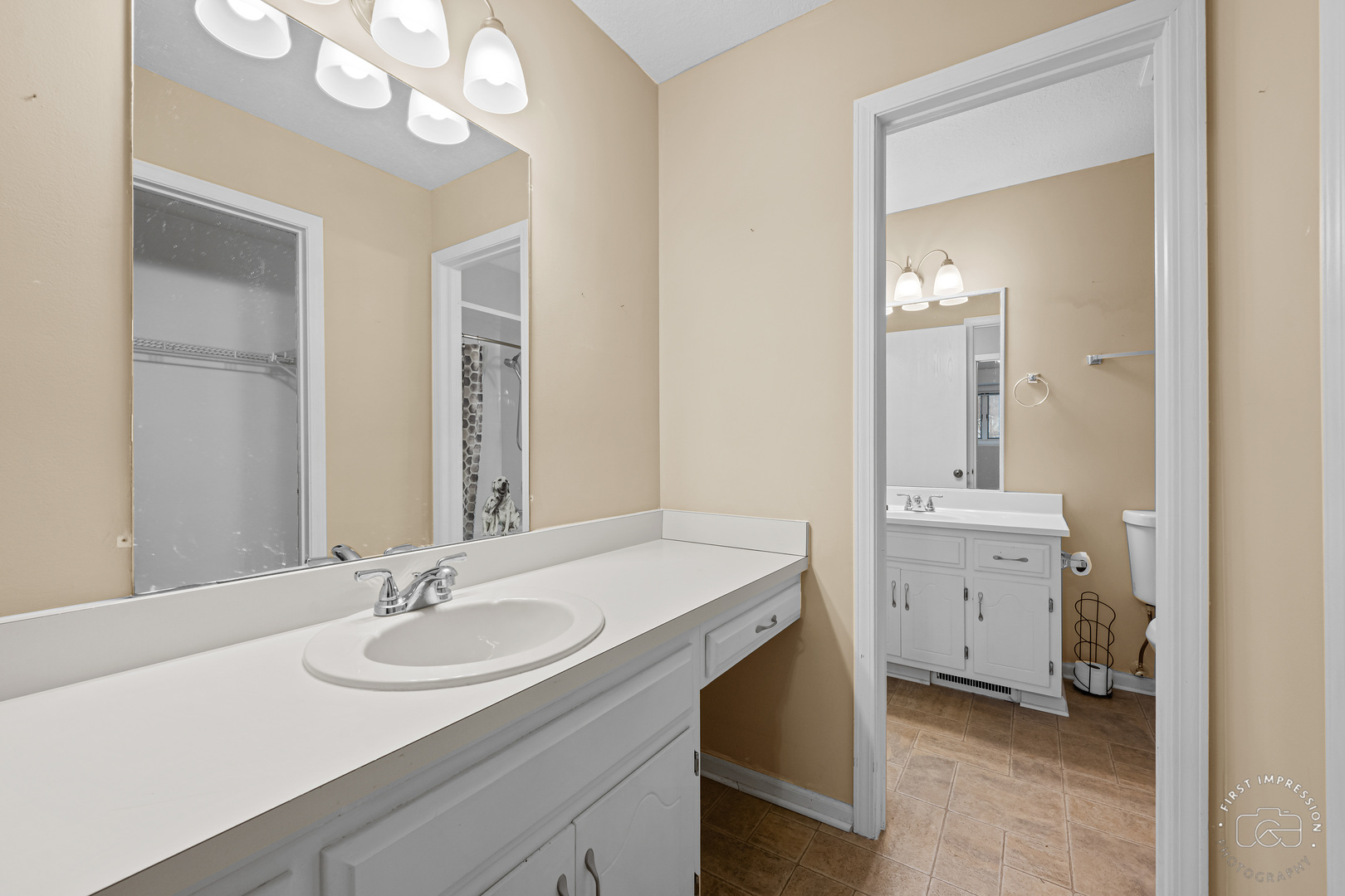 408 Grande Drive, Unit A Minooka, IL 60447 - Photo 13 of 20 a bathroom with a sink and a mirror