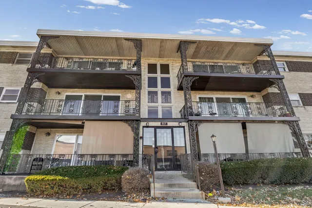 a view of a large building with large windows
