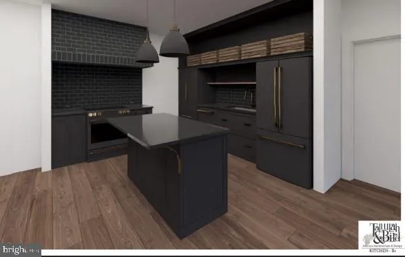 a kitchen view of a refrigerator and a stove