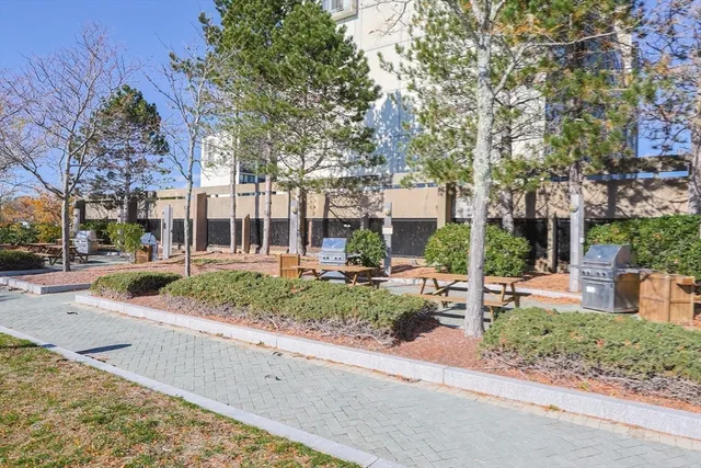 a view of a yard with wooden fence