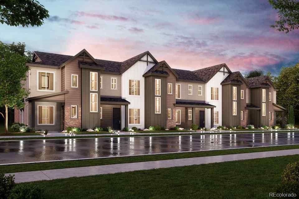 a view of house with a big yard and potted plants