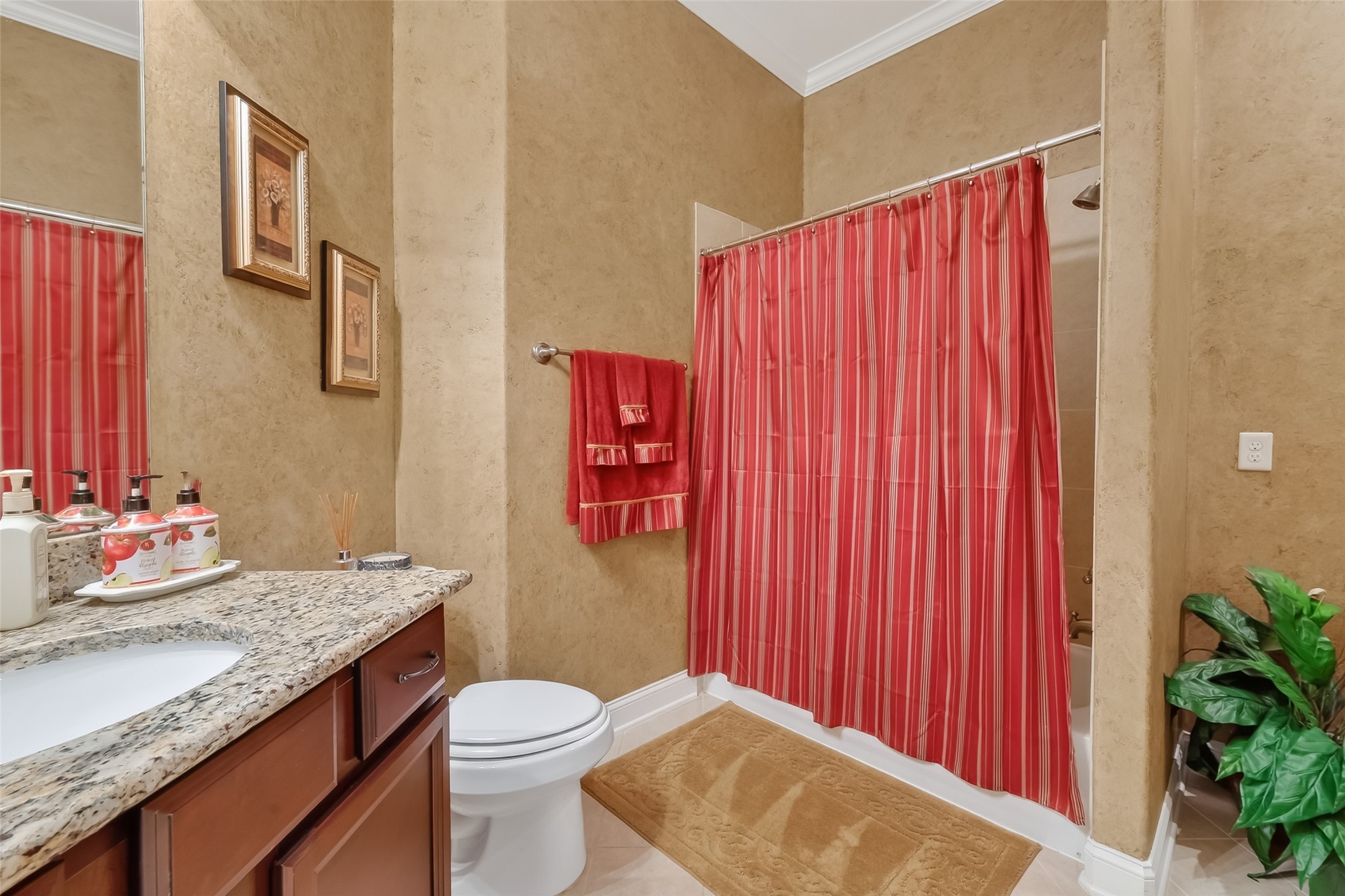 18622 Yorkshire Manor Court Spring, TX 77379 - Photo 13 of 49 a bathroom with a granite countertop sink and a mirror
