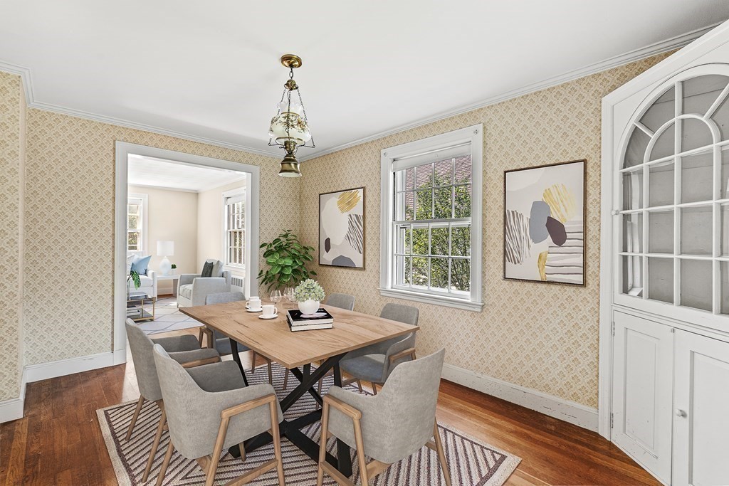 7 Spring Street Lexington, MA 02421 - Photo 3 of 25 a view of a dining room with furniture window and wooden floor