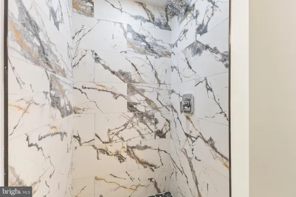 a bathroom with a bathtub