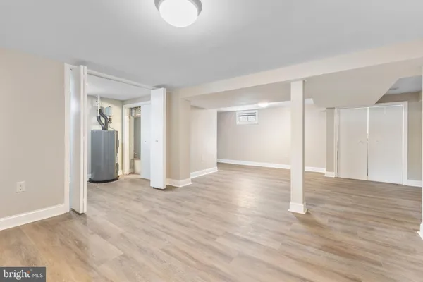 a view of a livingroom with wooden floor