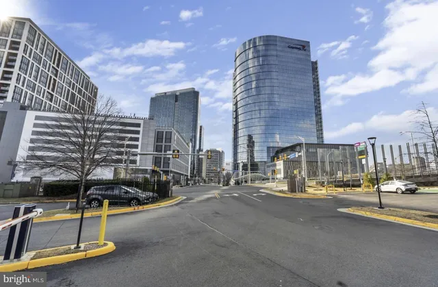 a view of a building with a street view
