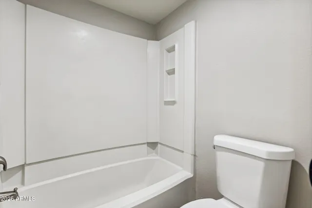 a bathroom with a toilet and a bathtub