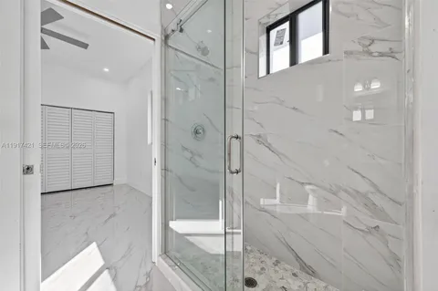 a bathroom with a shower