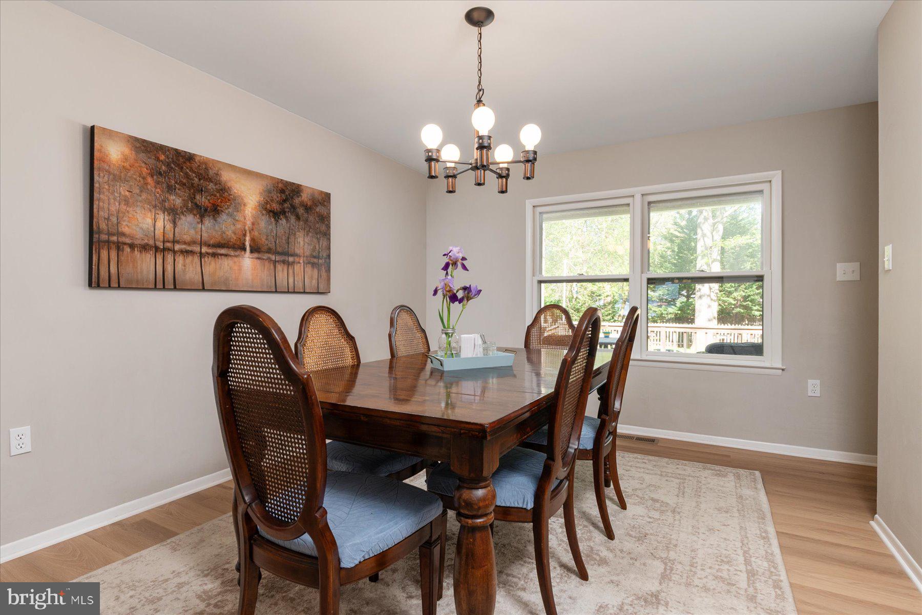 86 Milburn Circle Pasadena, MD 21122 - Photo 11 of 60 a view of a dining room with furniture a chandelier and window