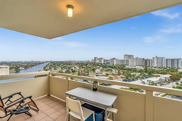 a view of a city from a terrace