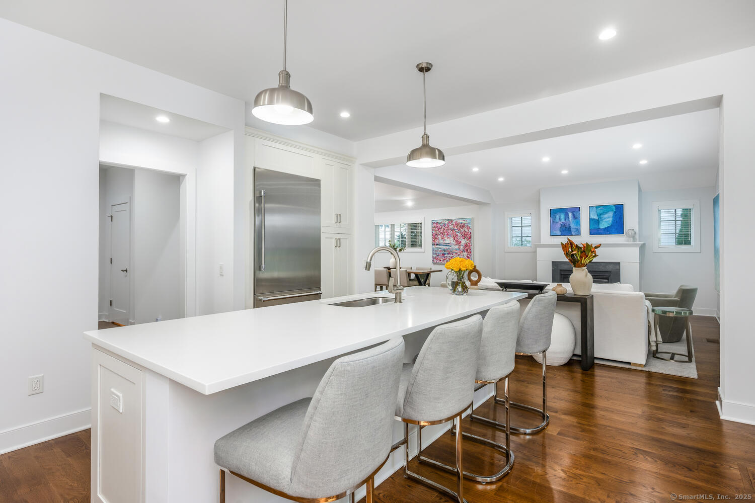72 Kensett Lane Darien, CT 06820 - Photo 17 of 39 a very nice looking dining room with kitchen island stainless steel appliances furniture a dining table and chairs