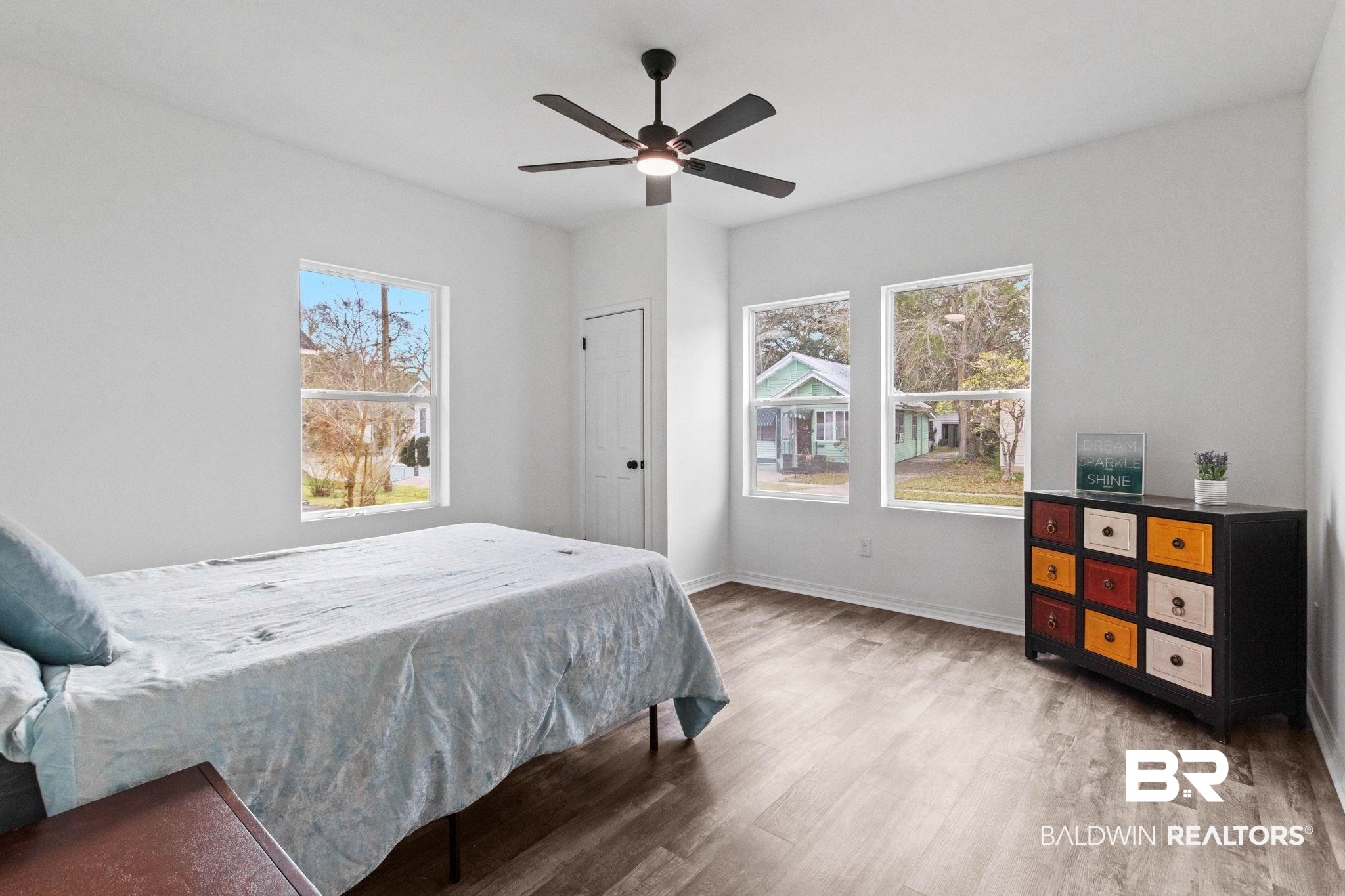 128 Bush Avenue Mobile, AL 36604 - Photo 28 of 40 Bedroom featuring light wood-style flooring and a ceiling fan