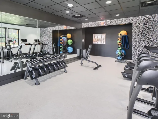 a view of a room with gym equipment