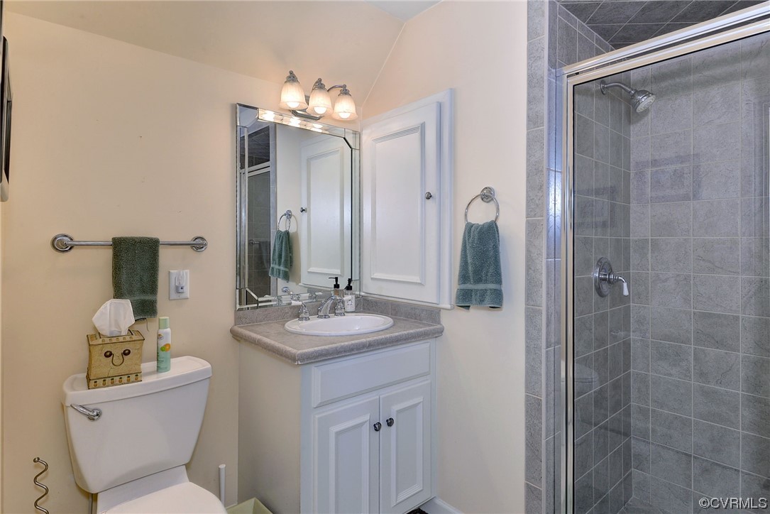207 Shady Bluff Point Williamsburg, VA 23188 - Photo 24 of 49 a bathroom with a toilet a sink and mirror