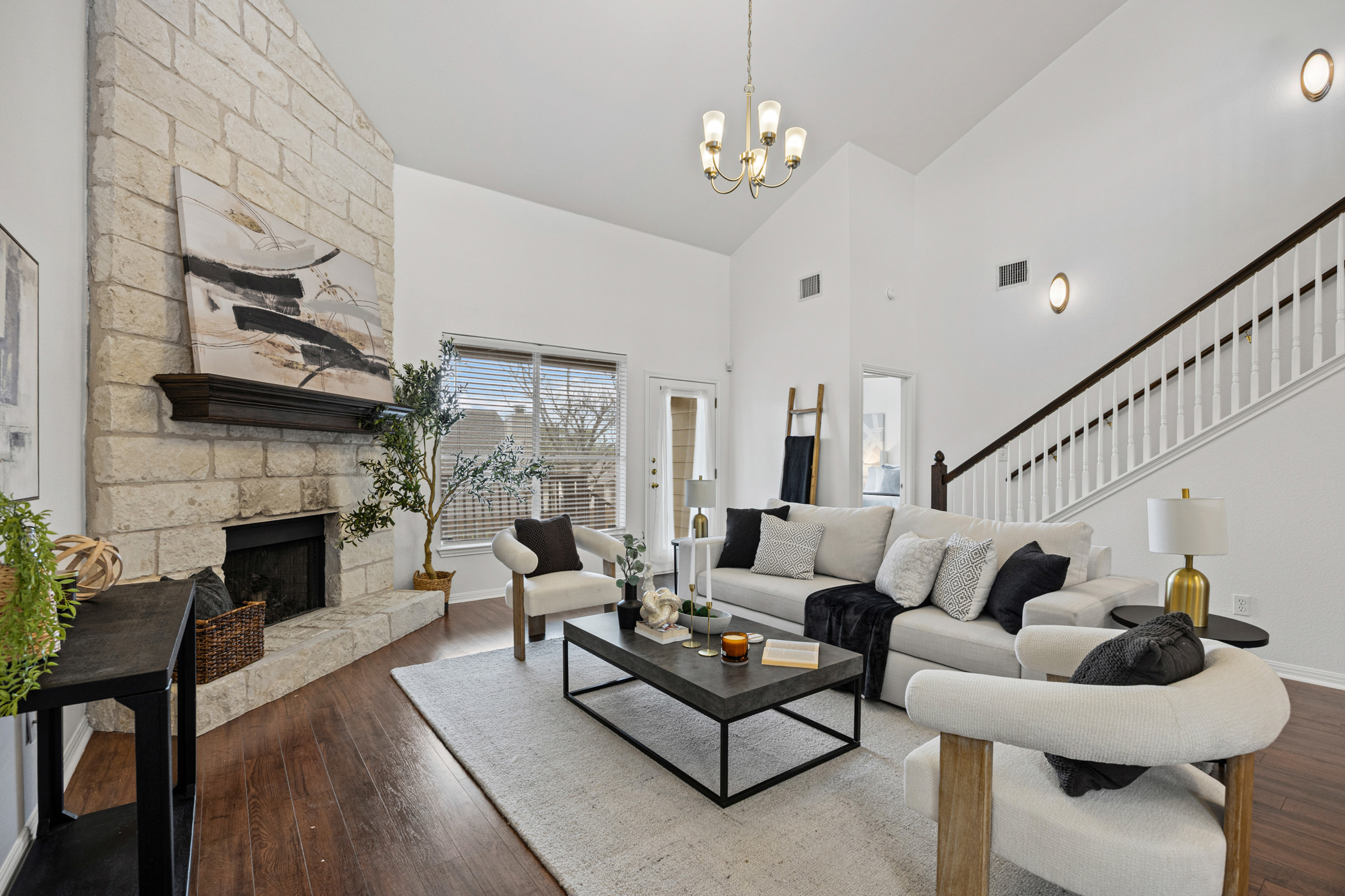7500 Shadowridge Run, Unit 37 Austin, TX 78749 - Photo 1 of 1 The entire interior of the home was entirely repainted a gorgeous off-white, pairing perfectly with the natural light pouring in.