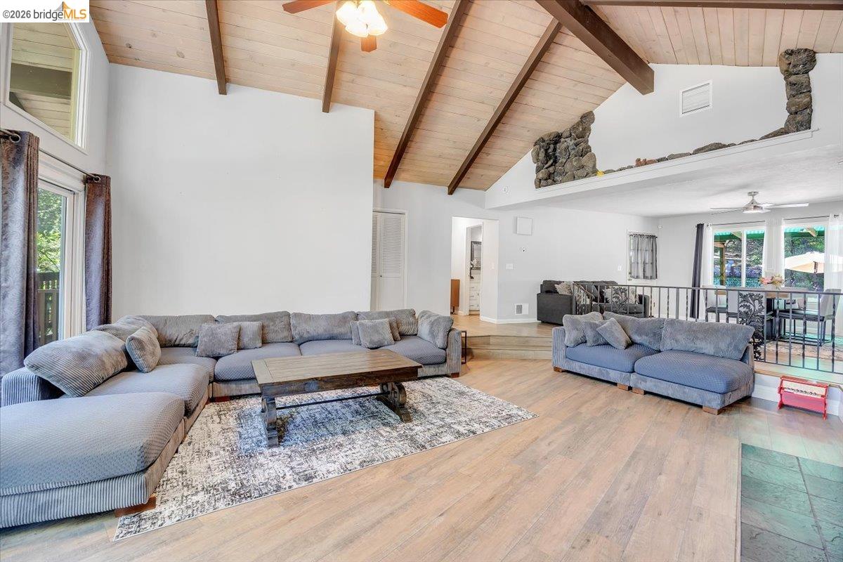 8733 Fraguero Road Sonora, CA 95370 - Photo 24 of 73 Vaulted wood-paneled ceilings with exposed beams