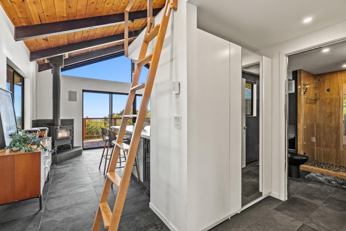 579 San Juan Pass Road Corralitos, CA 95076 - Photo 3 of 56 a hallway with furniture and a potted plant