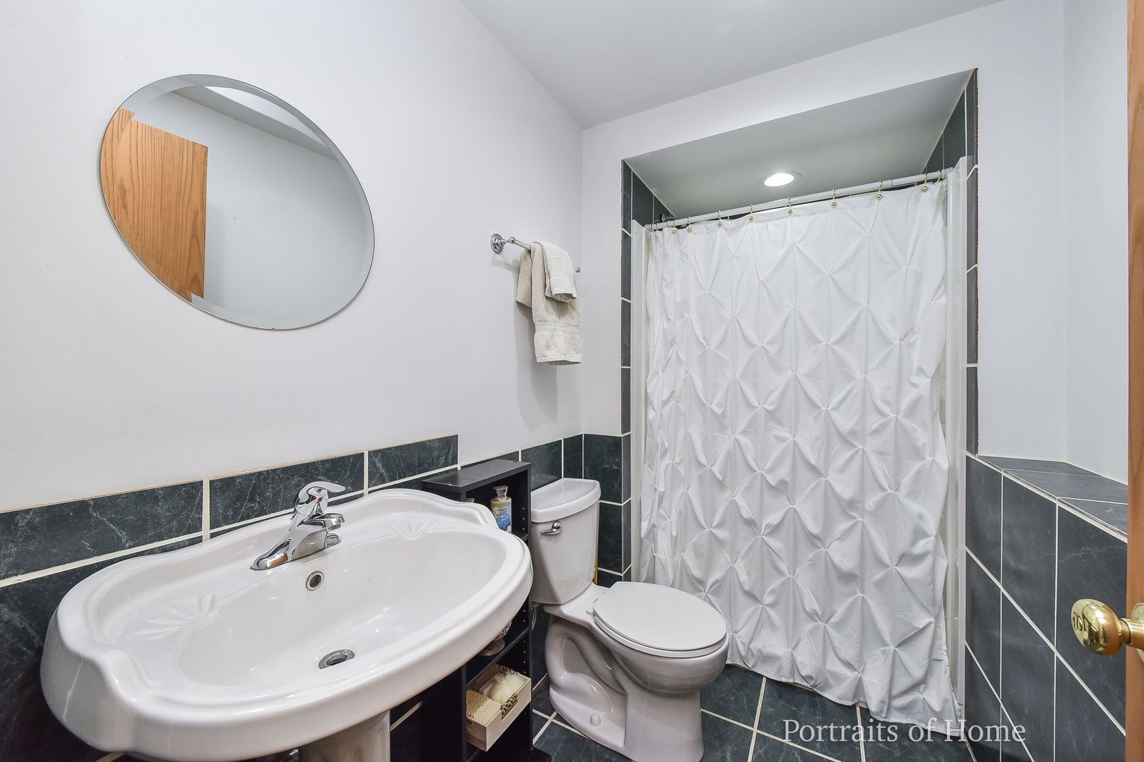119 Reston Court Roselle, IL 60172 - Photo 17 of 25 a bathroom with a sink a mirror a toilet and a shower