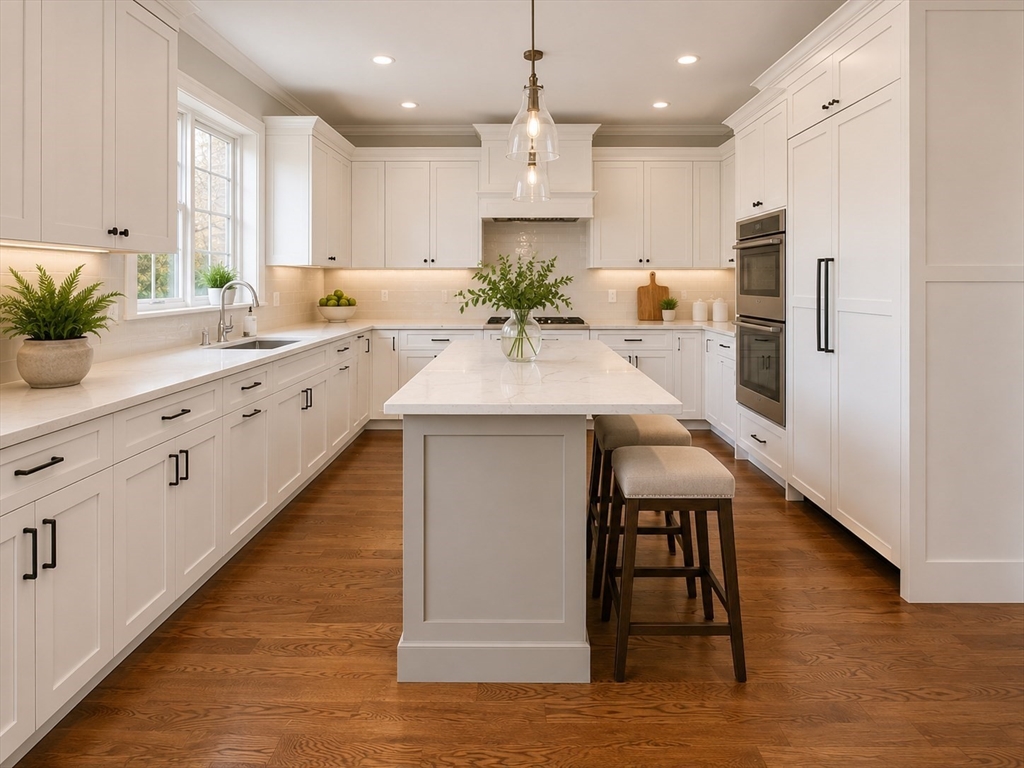 35 Hanson Road, Unit 35 Newton, MA 02459 - Photo 2 of 13 a kitchen with granite countertop white cabinets and stainless steel appliances