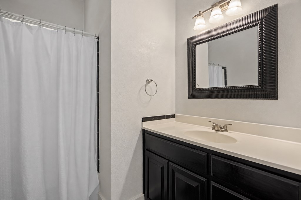 659 Town Creek Road Kerrville, TX 78028 - Photo 48 of 65 a bathroom with a sink vanity and mirror
