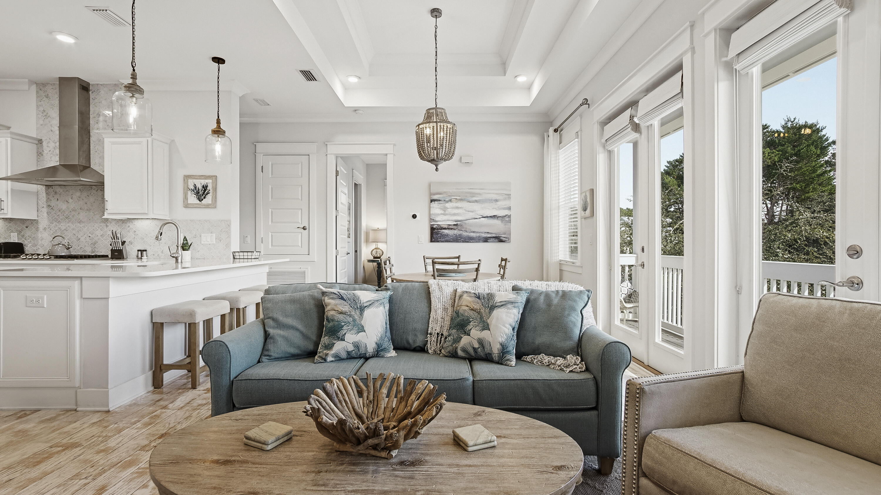 197 Milestone Drive, Unit C Inlet Beach, FL 32461 - Photo 7 of 72 a living room with furniture kitchen and a chandelier
