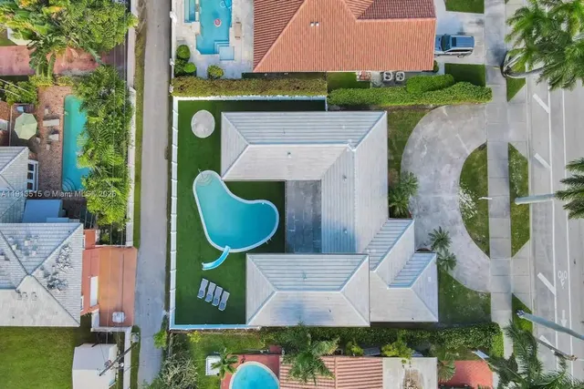 an aerial view of a house
