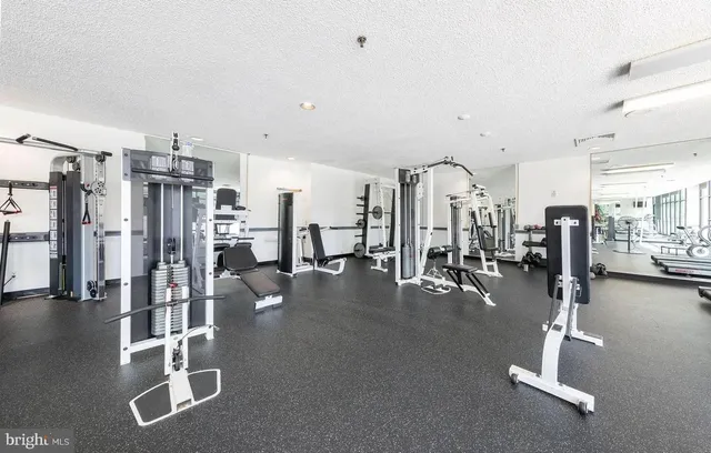 a view of a room with gym equipment