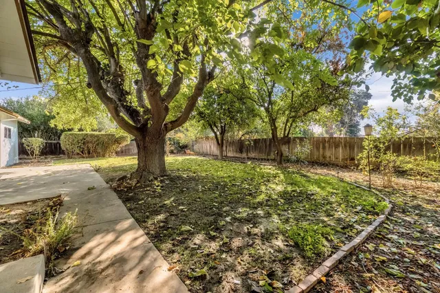 a backyard of a house with lots of green space