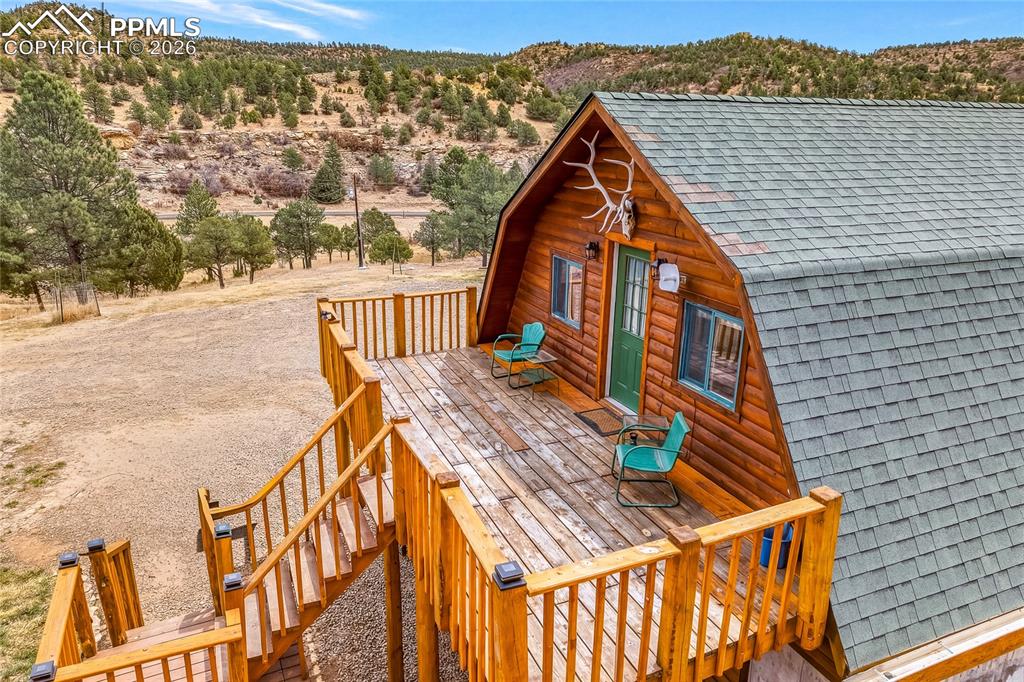 13016 Cielo Grande Road Weston, CO 81091 - Photo 41 of 49 a view of balcony with wooden floor and lake view